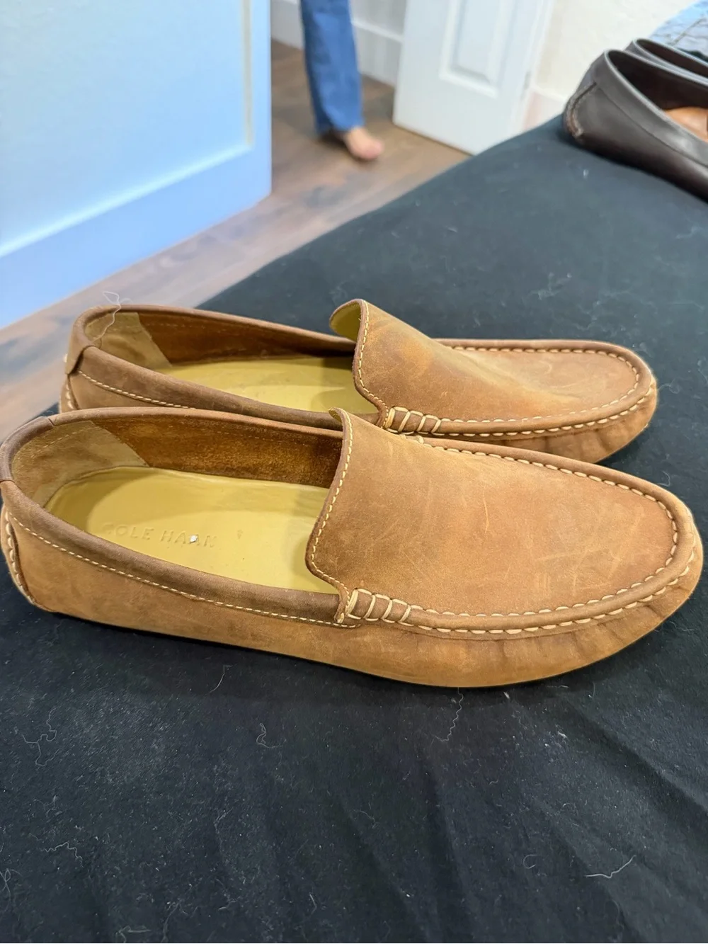 Cole Haan Men's Tan Suede Slip-On Loafers